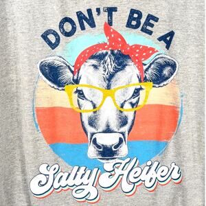 Don’t Be a Salty Heifer T-Shirt XL Gray Funny Cow Graphic Farm Humor Gildan Tee